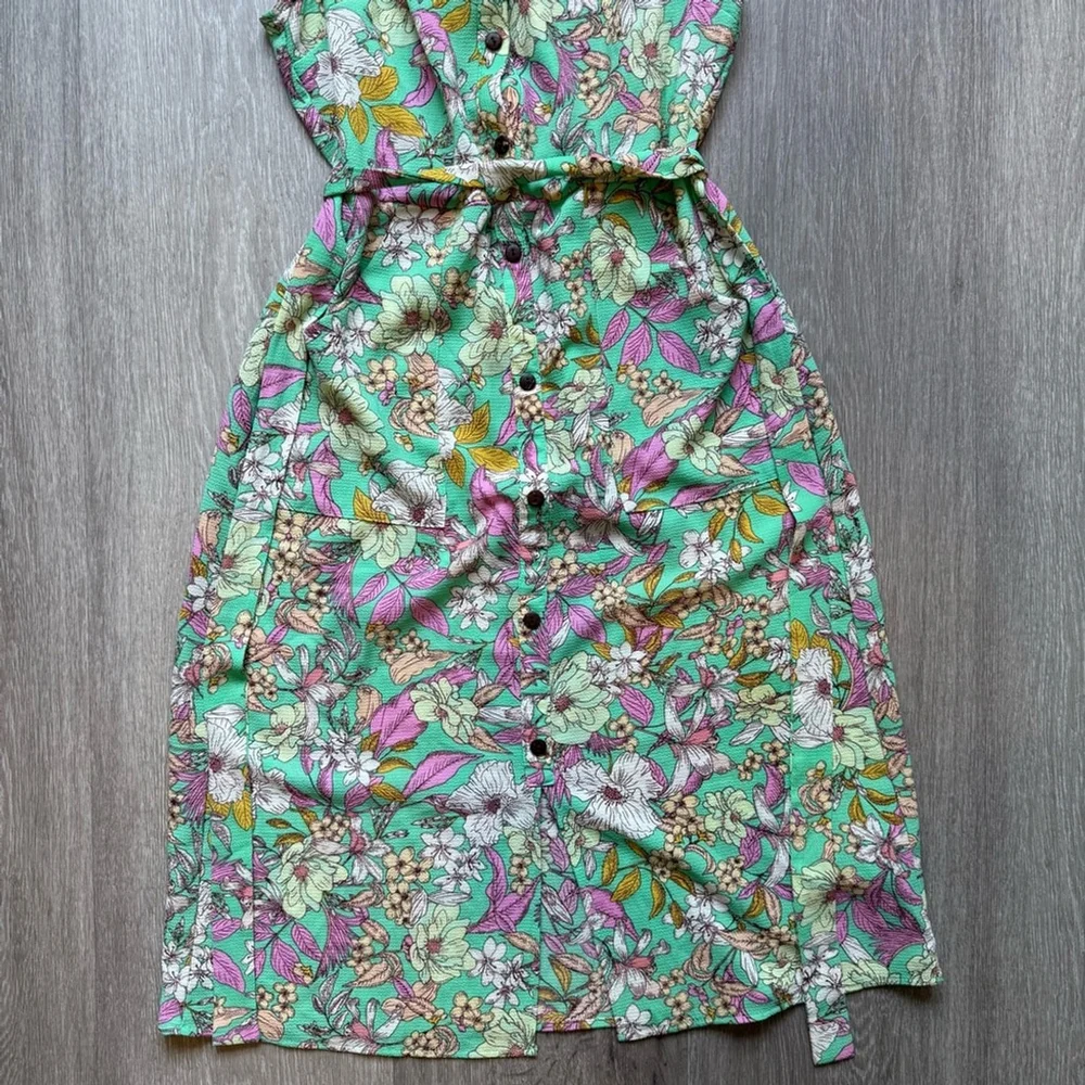 Monteau Mint Green Floral Midi Dress - Picture 8 of 10